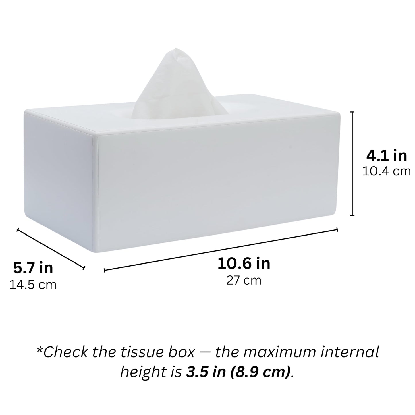 Yew Design Matte White Tissue Box Cover Rectangular, Facial Tissue Dispenser for Bathroom, Kitchen, Bedroom, Office, Hotel, Restaurant, Countertop, Nightstand, Car, and Desk