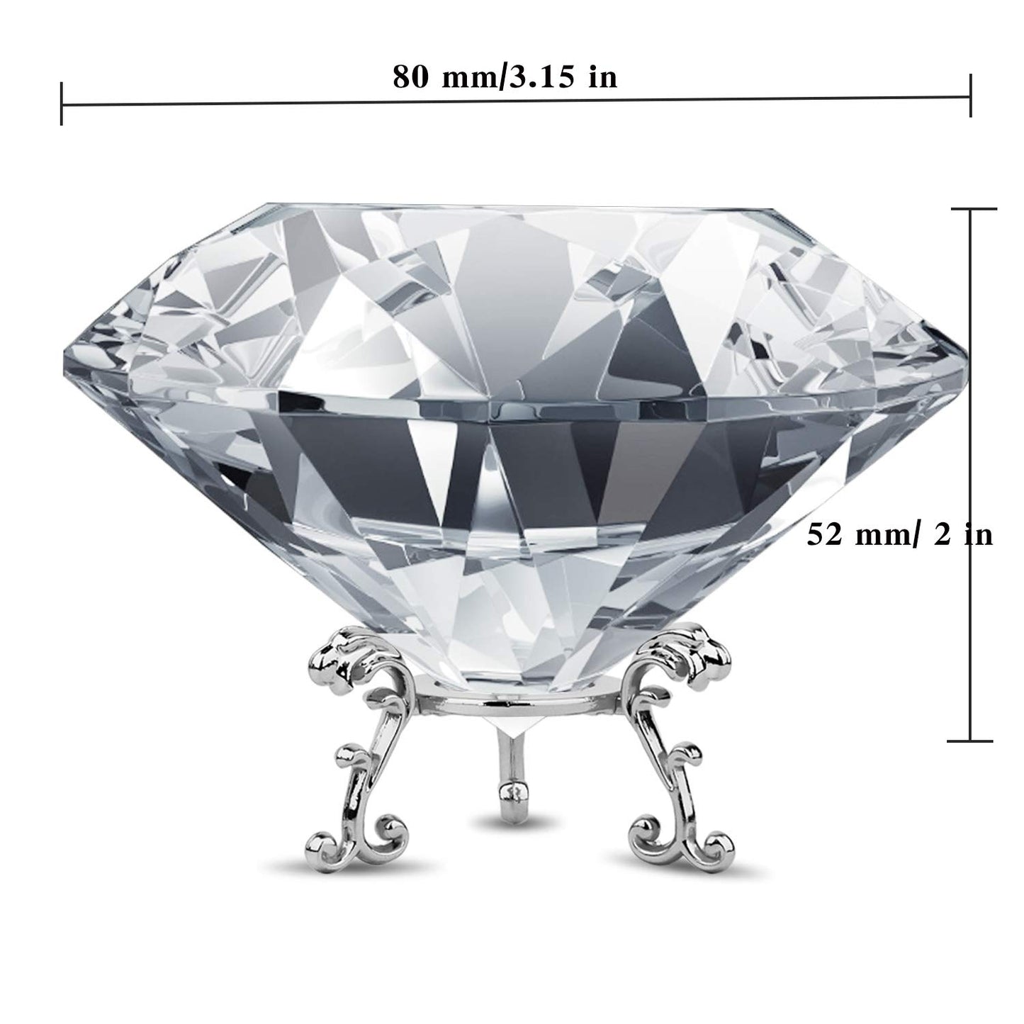 Adwikoso Large Crystal Diamond Paperweight with Stand Jewels Wedding Decorations Centerpieces Home Decor 3.15 inch (Clear)