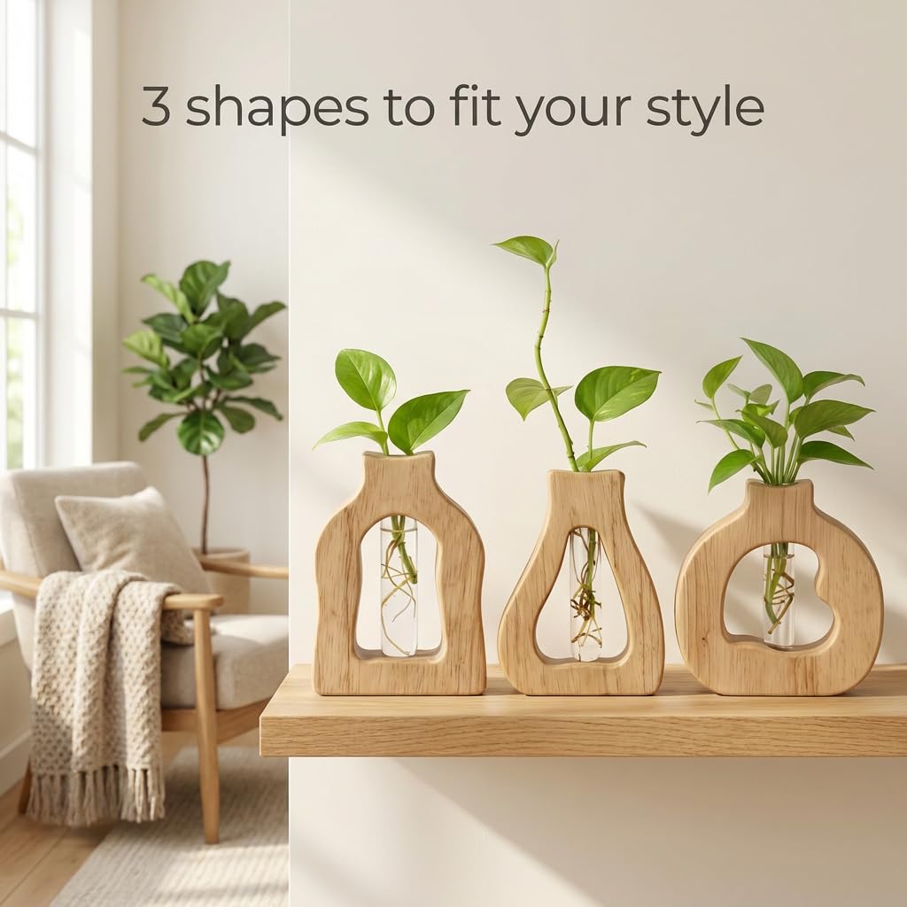 mkuubub Plant Propagation Station Hanging Stand with Vases