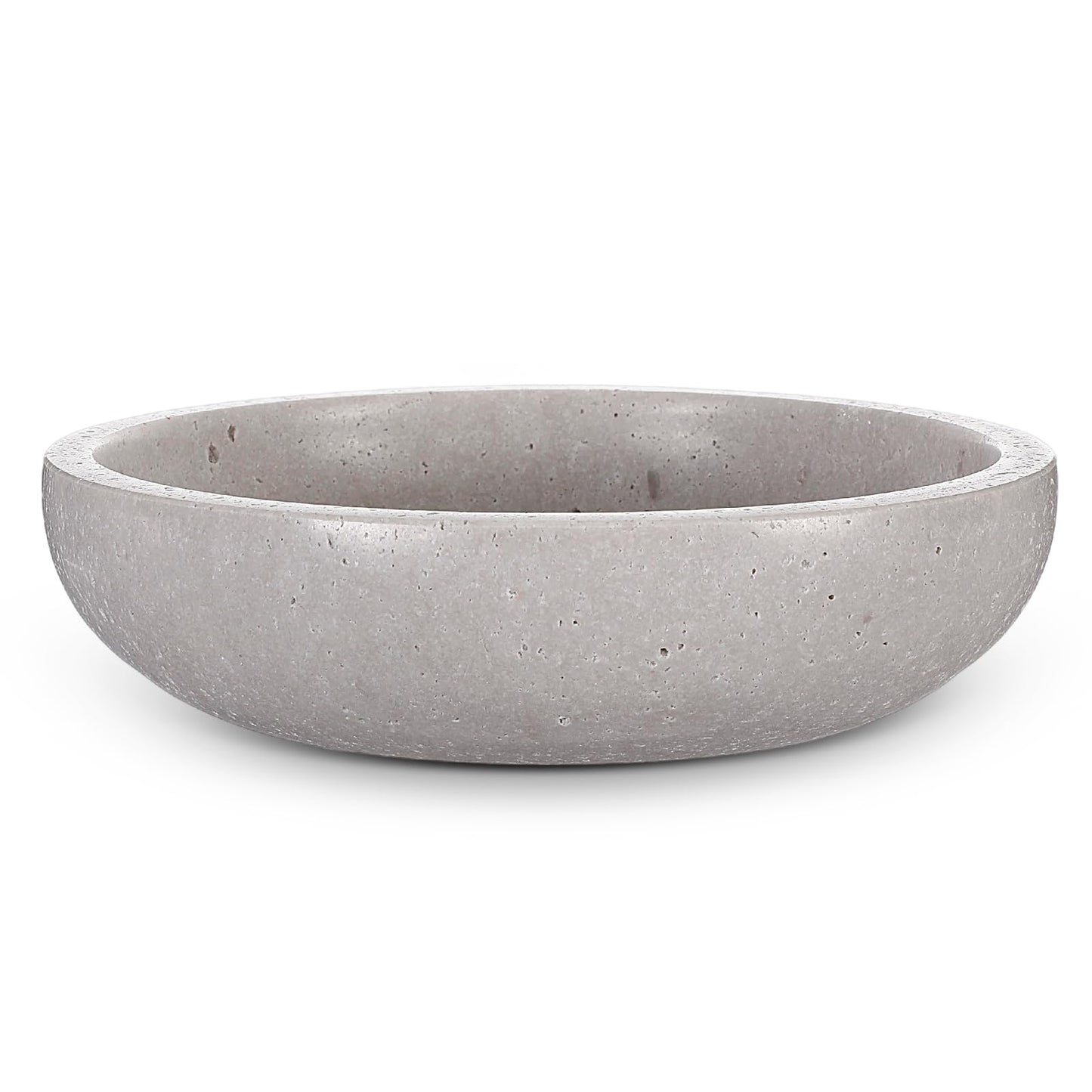 LemonRoad Travertine Decorative Bowl 7.8"x 2" Marble Round Stone Bowl for Entryway Key, Fruit, Kitchen Counter, Dining Table Centerpiece, Office Decor (Grey)