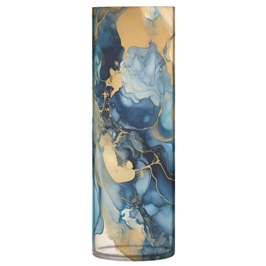 ALAZA Blue & Gold Marble Art Flower Vase Decorative Floreros for Home Decor Bedroom Living Room Office Table Shelf Bathroom