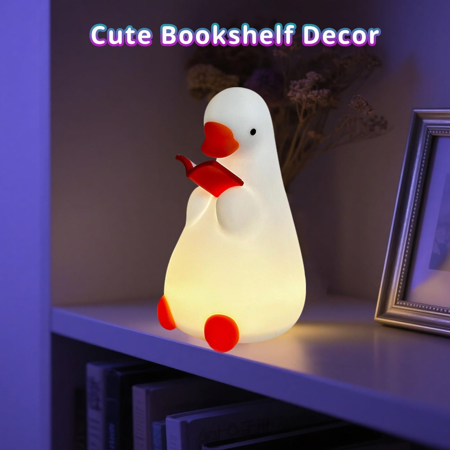 AVEKI Goose Reading Light, Soft Squishy Silicone Duck Night Light for Kids Baby Toddler, Rechargeable LED Touch Lamp for Nursery Kids Room Bedroom Decor, Cute & Funny Gifts for Boys and Girls