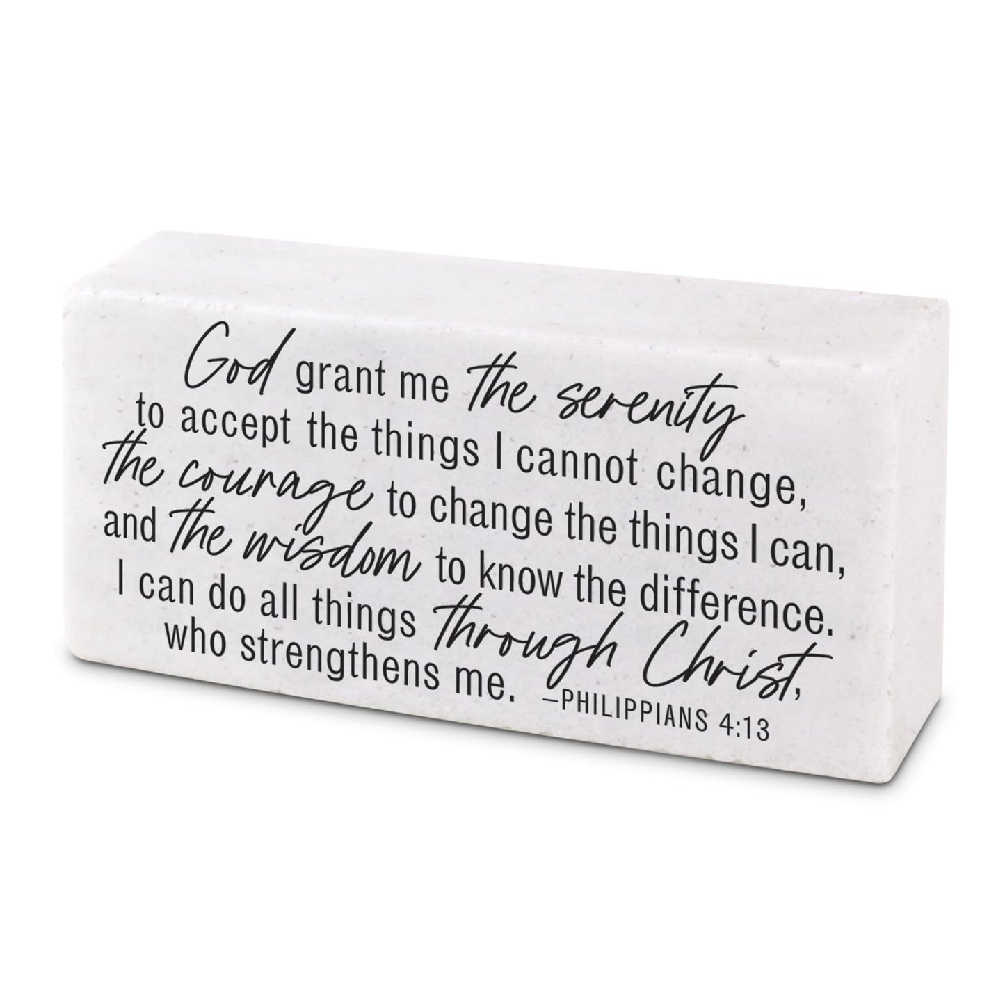 Lighthouse Christian Products Serenity Prayer - 4 x 2 Black and White Modern Scripture Block Sign - Christian Home Decor - Catholic Gift