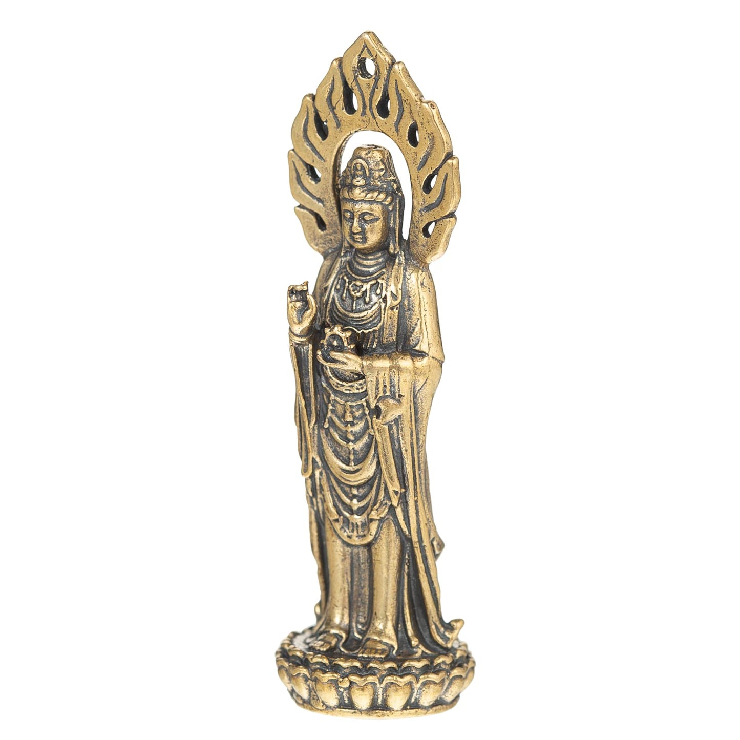 Pure Copper Guan Yin Statue - Handmade Quan Yin Statues for Meditation Altar, Goddess of Mercy and Compassion