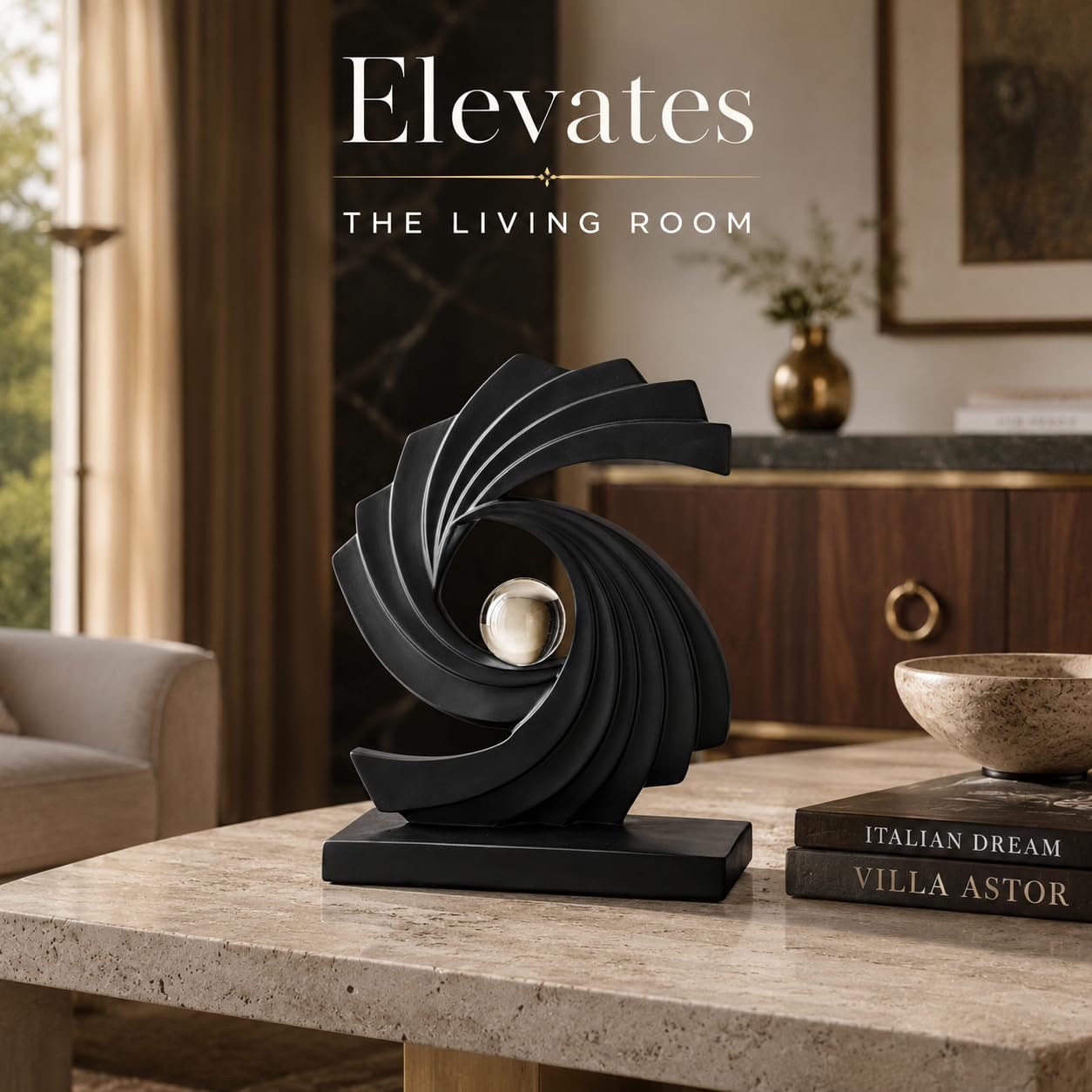 AWNR Blue Abstract Statue Accent Decor, Adornos para Sala Modernos Shelf Decor Aesthetic for Coffee Table, Modern Home, TV Stand, Men's Bedroom, Coffee Table, Console Table, Entryway (Black)