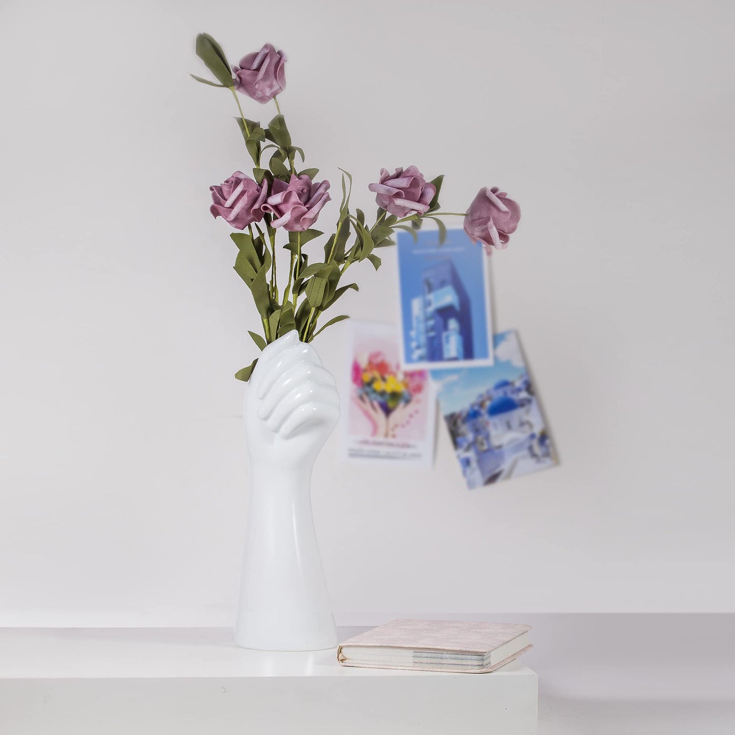 OYMOMYO Human Body Ceramic Hand Vase, Arm Body Shaped Small Flower vase Modern Aesthetic Decorative White Ceramic vases for Home Living Room décor