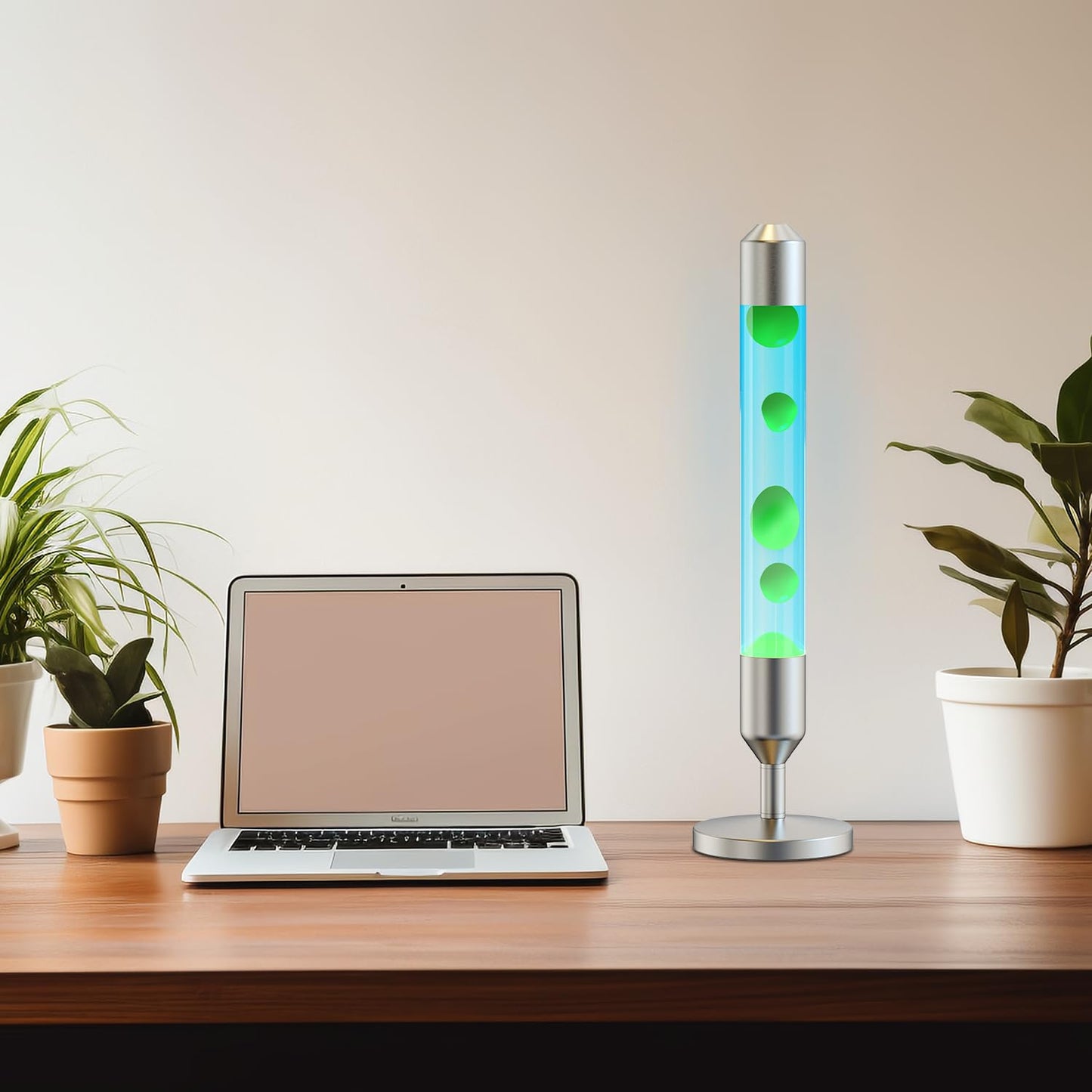 Kyzfy 24.4-Inch Relaxing Liquid Motion Lamps,Magma Lamps, Home Decor Living Room Office Bedroom Lamp (Green Wax, Blue Water/Silver)