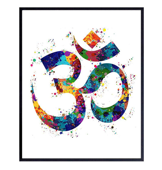 Om Namaste Symbol Watercolor Art Print - 8x10 Unframed Photo - Gift for Meditation, Yoga or Zen Enthusiasts - Chic Home or Studio Decor