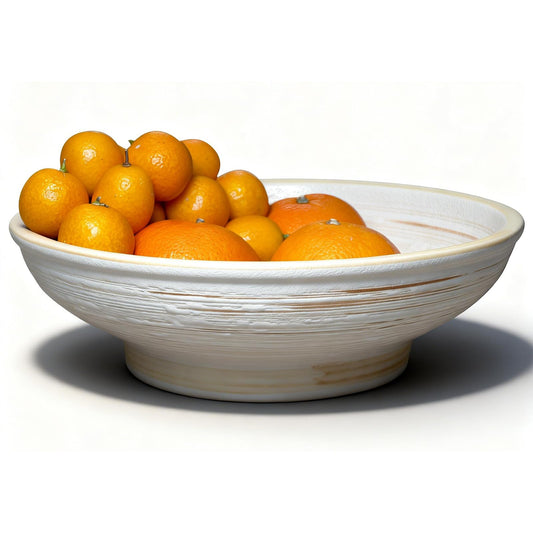 Rliguanrui 9 Inch Decorative Bowl, Embossed Textured Ceramic Centerpiece Bowl for Tabletop, Floral Fruit Display, Kitchen & Dining Serving Bowl, Farmhouse, Bohemian Home Deco
