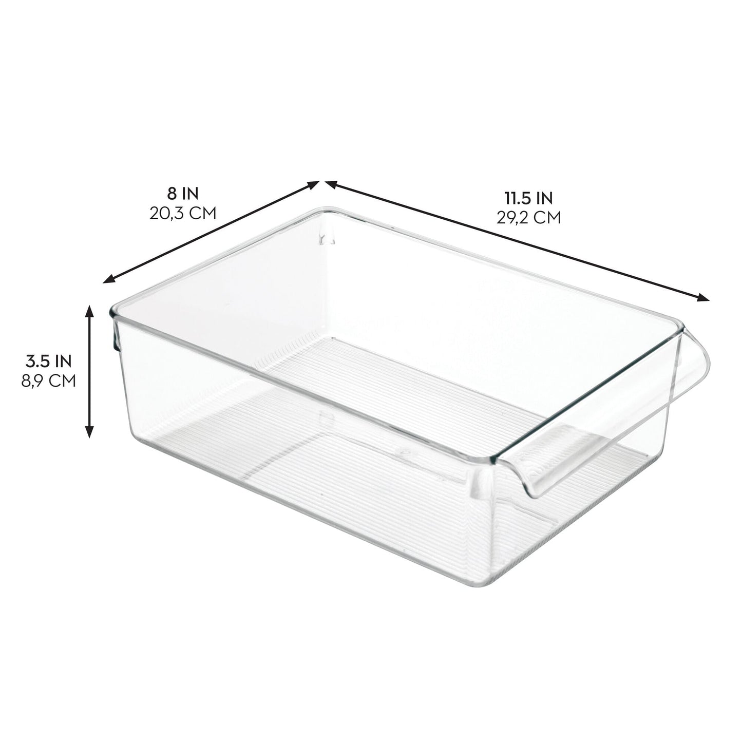 iDesign Fridge Storage Bin with Handle - Fridge Tray for Cheeses and Snacks - Set of 2 - Clear