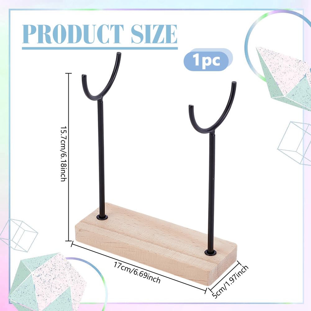 AHANDMAKER Crystal Stone Holder Display Stand Jewelry Organizer Stand with Wooden Base Detachable Jewelry Wrap Watch Organizer Holder for Necklaces Rings Bracelets Keychains Storage