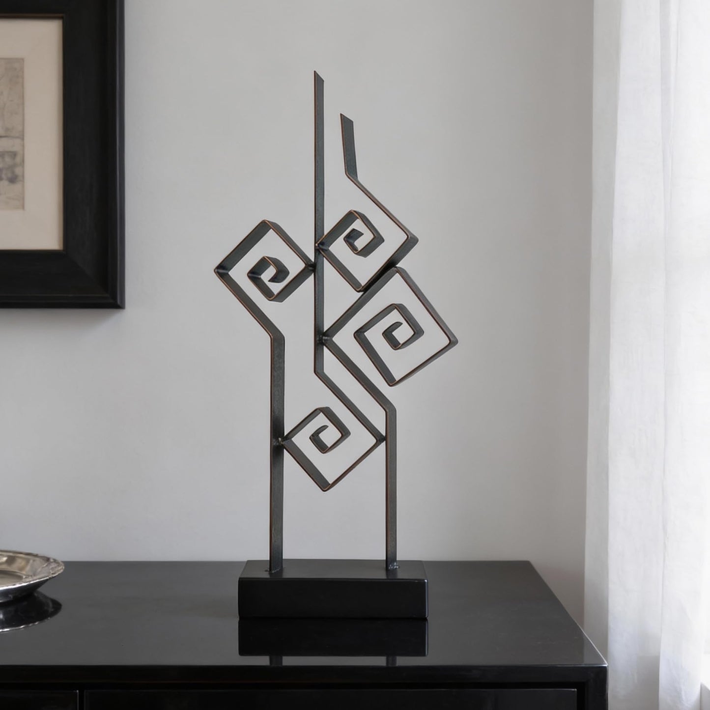 LNXMES Abstract Metal Sculpture Home Decor – Modern Minimalist Line Art Statue Decorations for Table, Shelf, Living Room, Office & Entryway (Geometric Line Art Metal Sculpture)