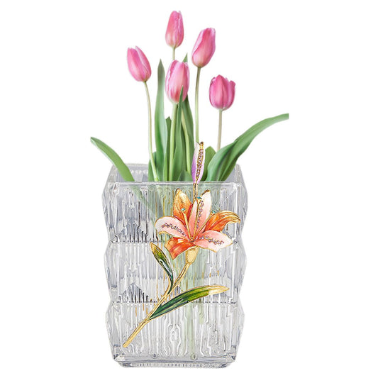 Bling Enamel Crystal Glass Vase – Flower Vase Floral Decor Luxury Home Deco with Handcrafted Enamel Art for Living Room, Office, and Entryway (12 * 6CM)