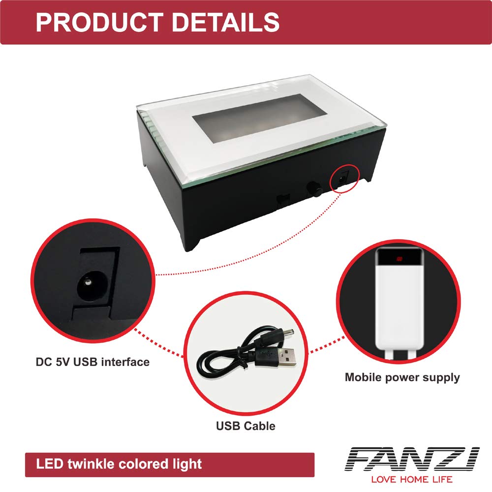 FANZI LED Rectangular Light Display Base for Crystals Glass Art Light Display Stand 3D LED Lights Ornament Lamp - Black
