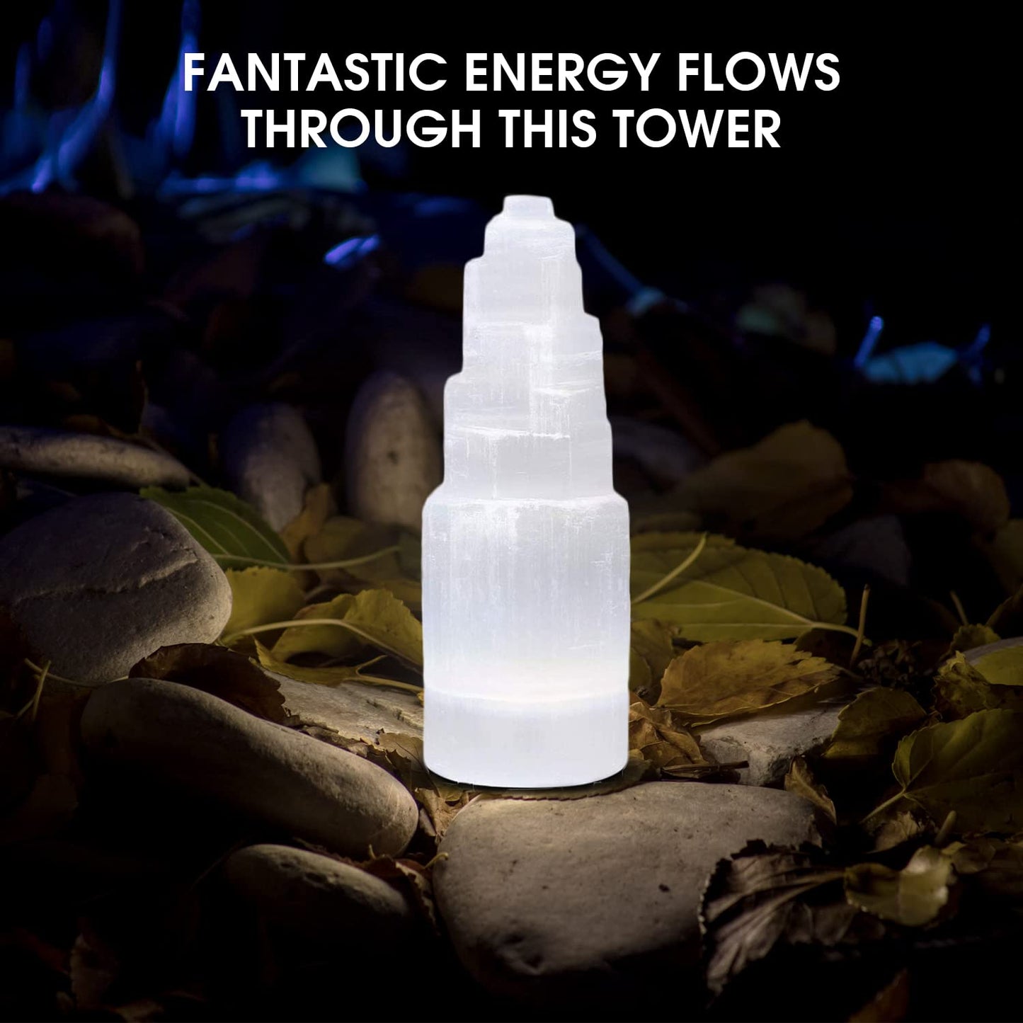 NORTHLANDZ Selenite Crystal Tower, 10cm Natural Healing and Meditation Crystals, Skyscraper Tower for Home Decor & Anxiety Relief, Ideal for Gift - White