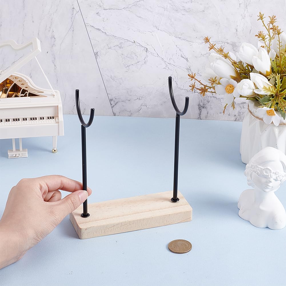 AHANDMAKER Crystal Stone Holder Display Stand Jewelry Organizer Stand with Wooden Base Detachable Jewelry Wrap Watch Organizer Holder for Necklaces Rings Bracelets Keychains Storage
