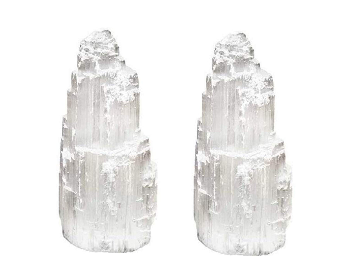Artisan Owl Natural Solid White Selenite Skyscraper - Perfect for Meditation and Reflection - 4" Tall