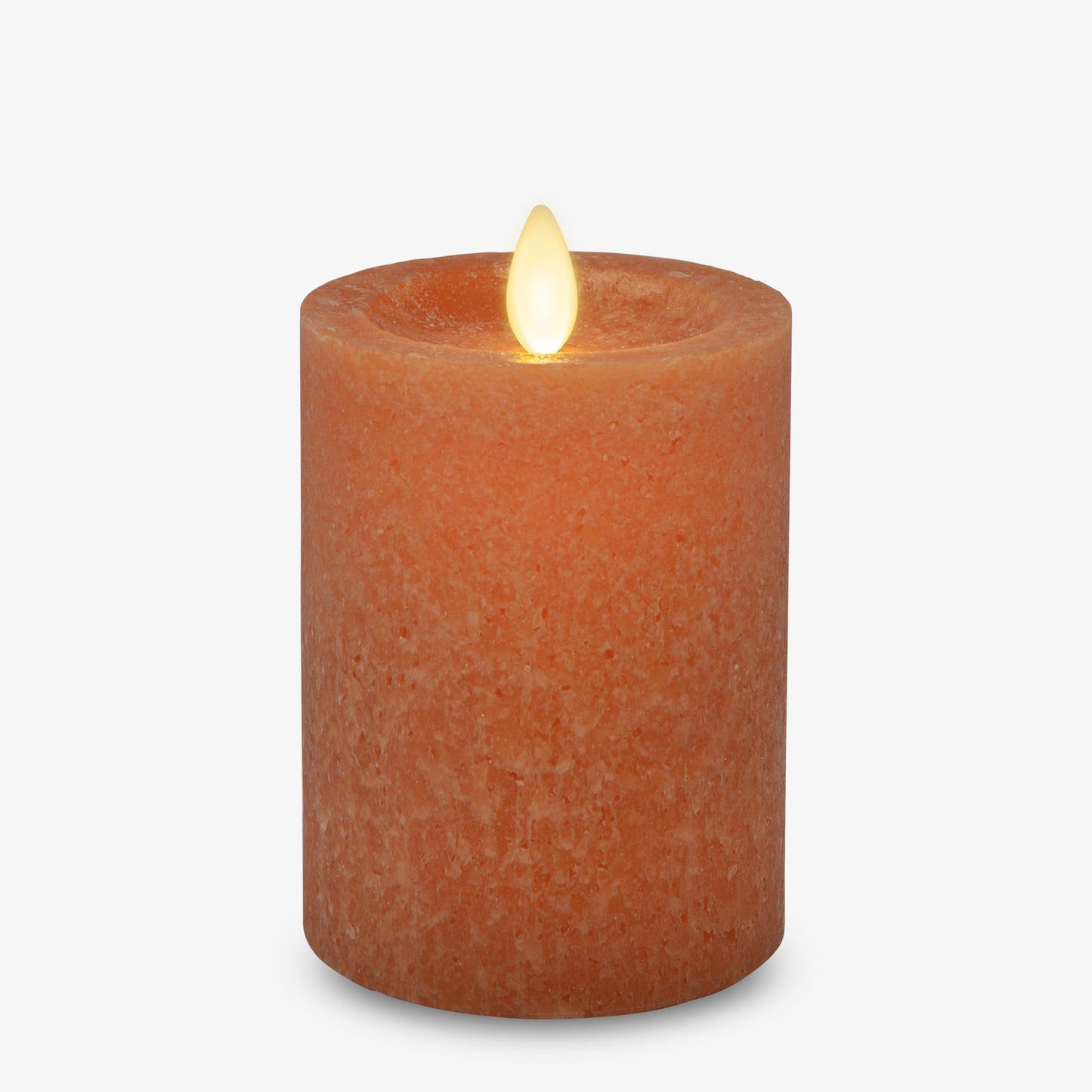 Luminara Sea Glass Flameless Candle, Harvest Pumpkin 3" x 4.5", Moving LED Flame Pillar with Timer, Battery Operated, Real Wax, Unscented Home Décor