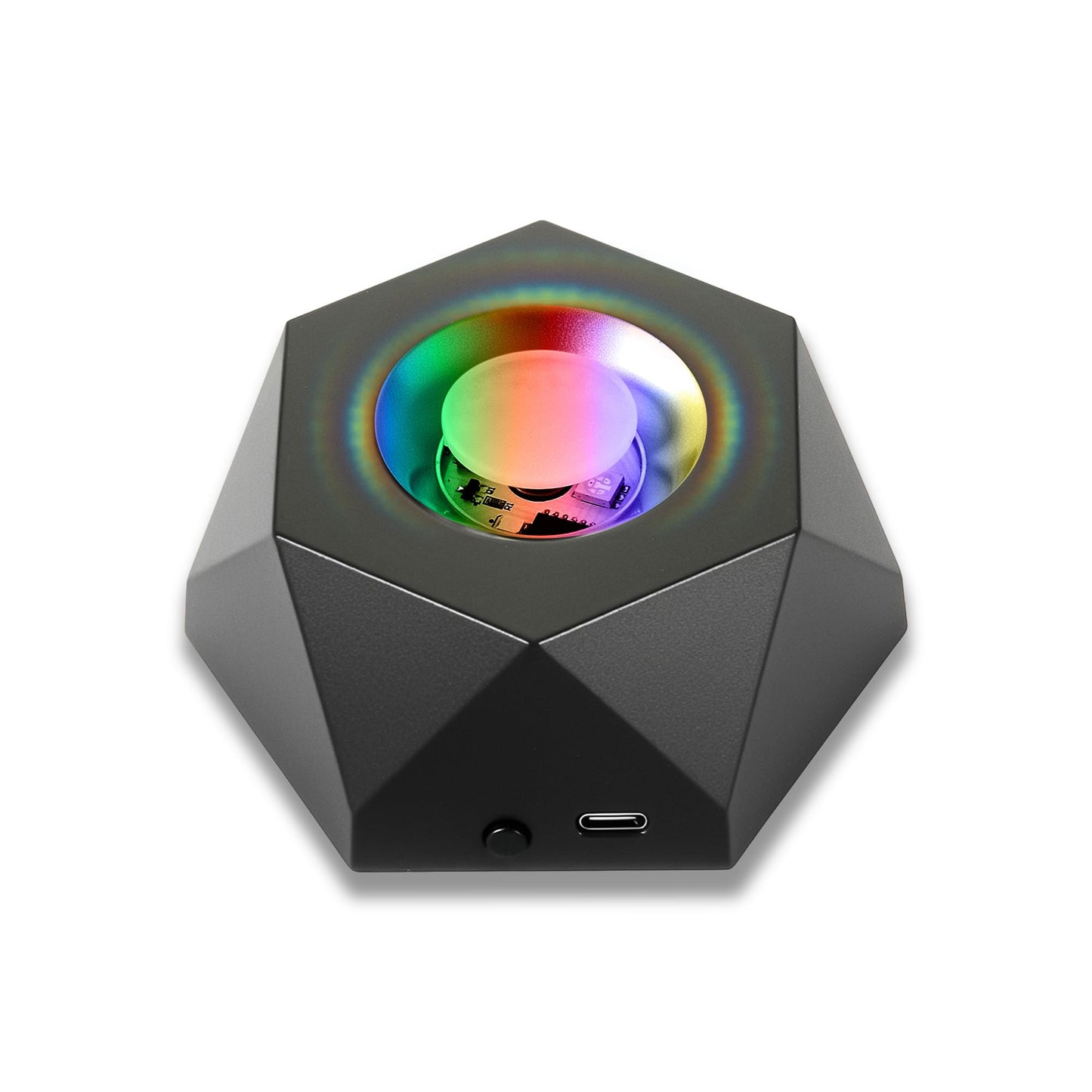 ZEERSHEE Light Rotating Base Black Non Slip Display Stand Color Change Base for Glass Crystal Spherical Artwork(3.8*1.6in)