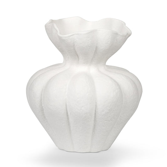 White Ceramic Vase, 8.3in Modern Boho Farmhouse Retro Art Table Centerpiece for Living Room Cabinet Dried & Fresh Flower Arrangement Decorations