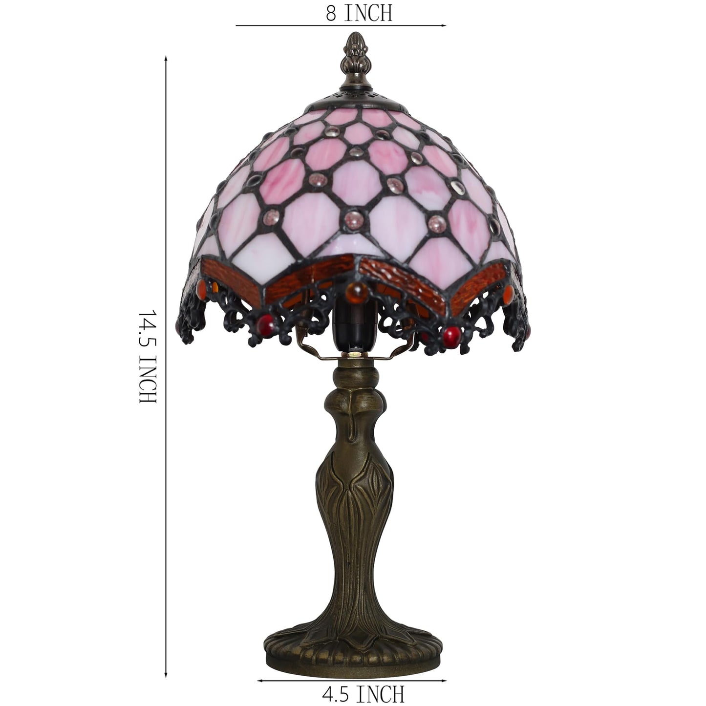 LUSTIX Small Tiffany Table Lamp Stained Glass Memory Lamp Pink Pearl Style