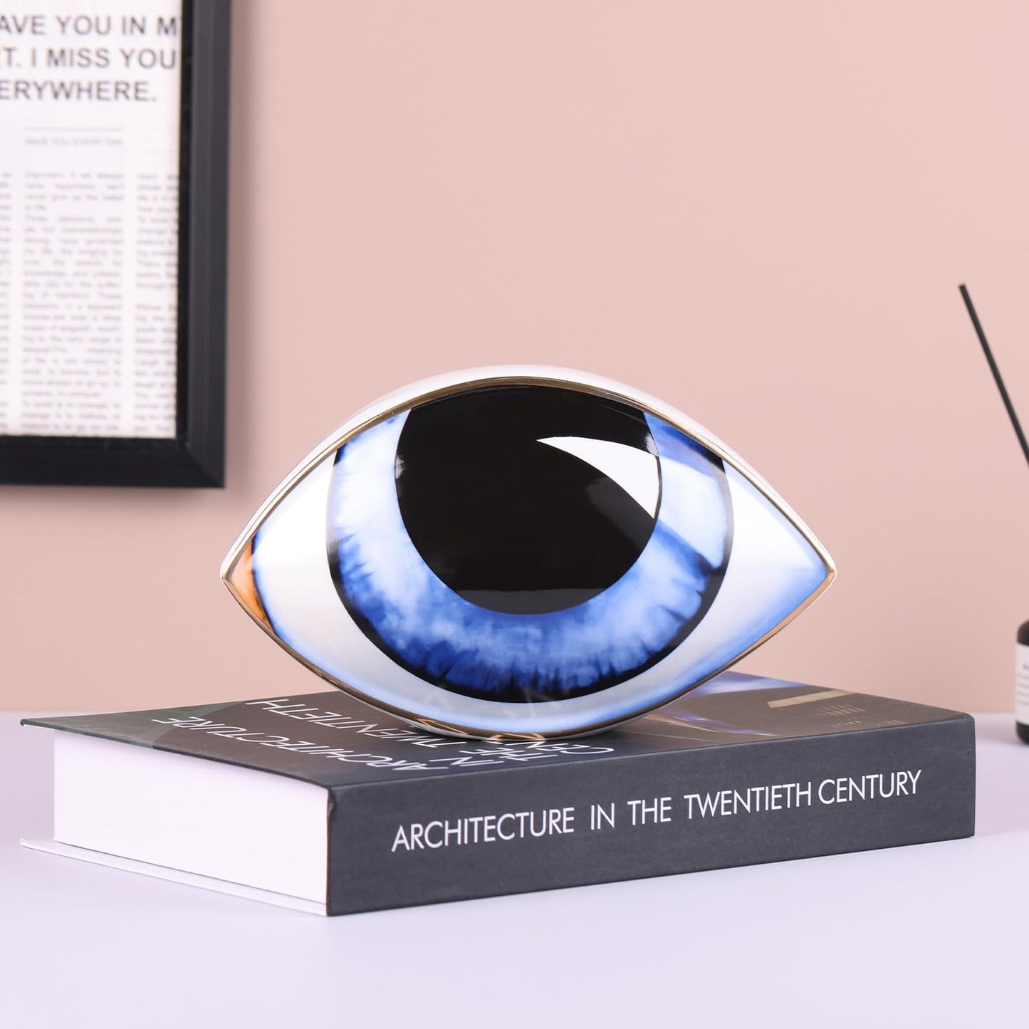 oliruim Big Eye Sculpture, Ceramic Eye Statue, Modern Design Decor Home Living Room, Entryway, Bedroom, TV Stand, Shelf, Spiritual Decor Dining Table Centerpiece (Green)