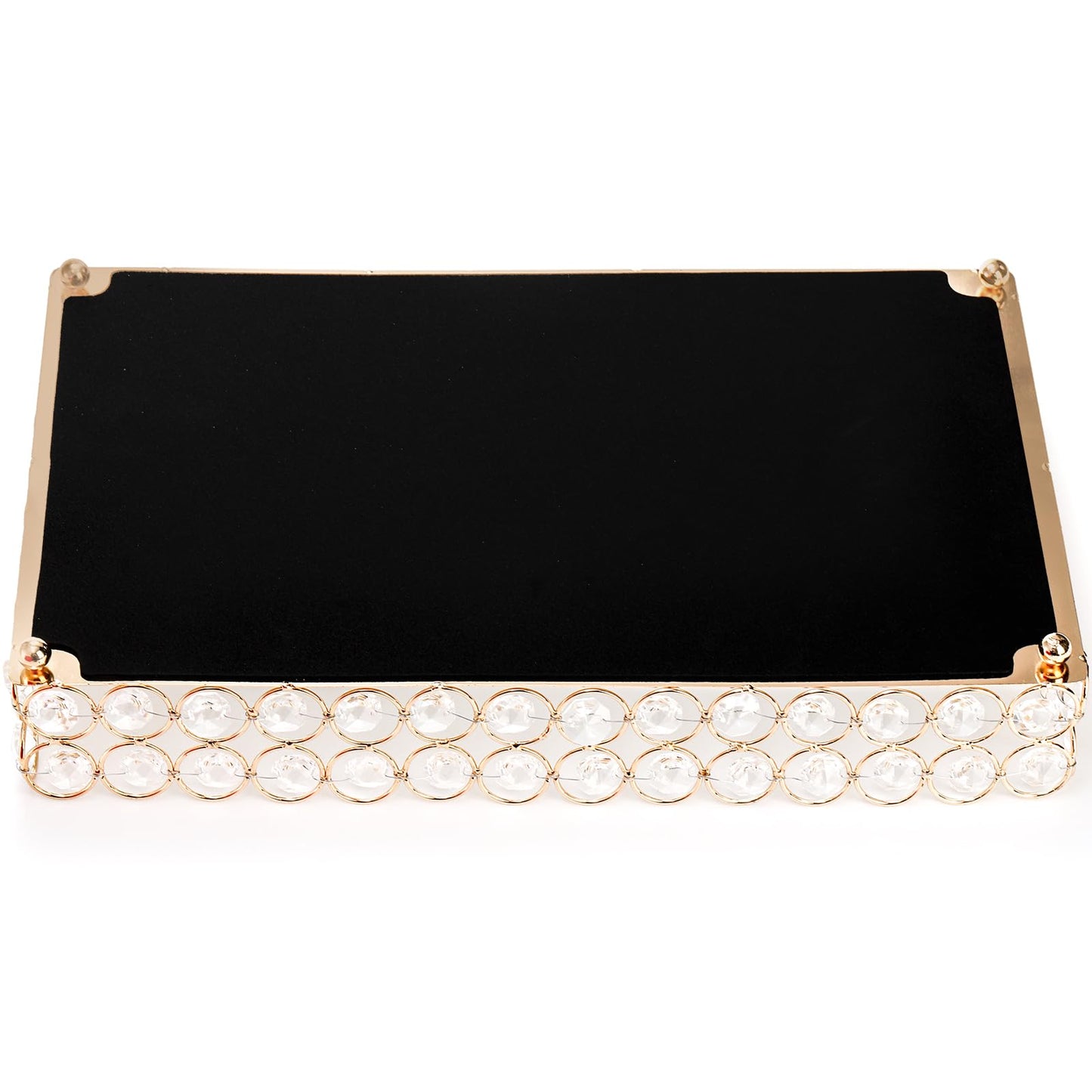 Hedume Crystal Vanity Tray, 12.3" x 8" Mirrored Cosmetic Makeup Tray, Large Jewelry Trinket Organizer Tray, Ornate Decorative Tray for Dresser Countertop Wedding Home Bathroom
