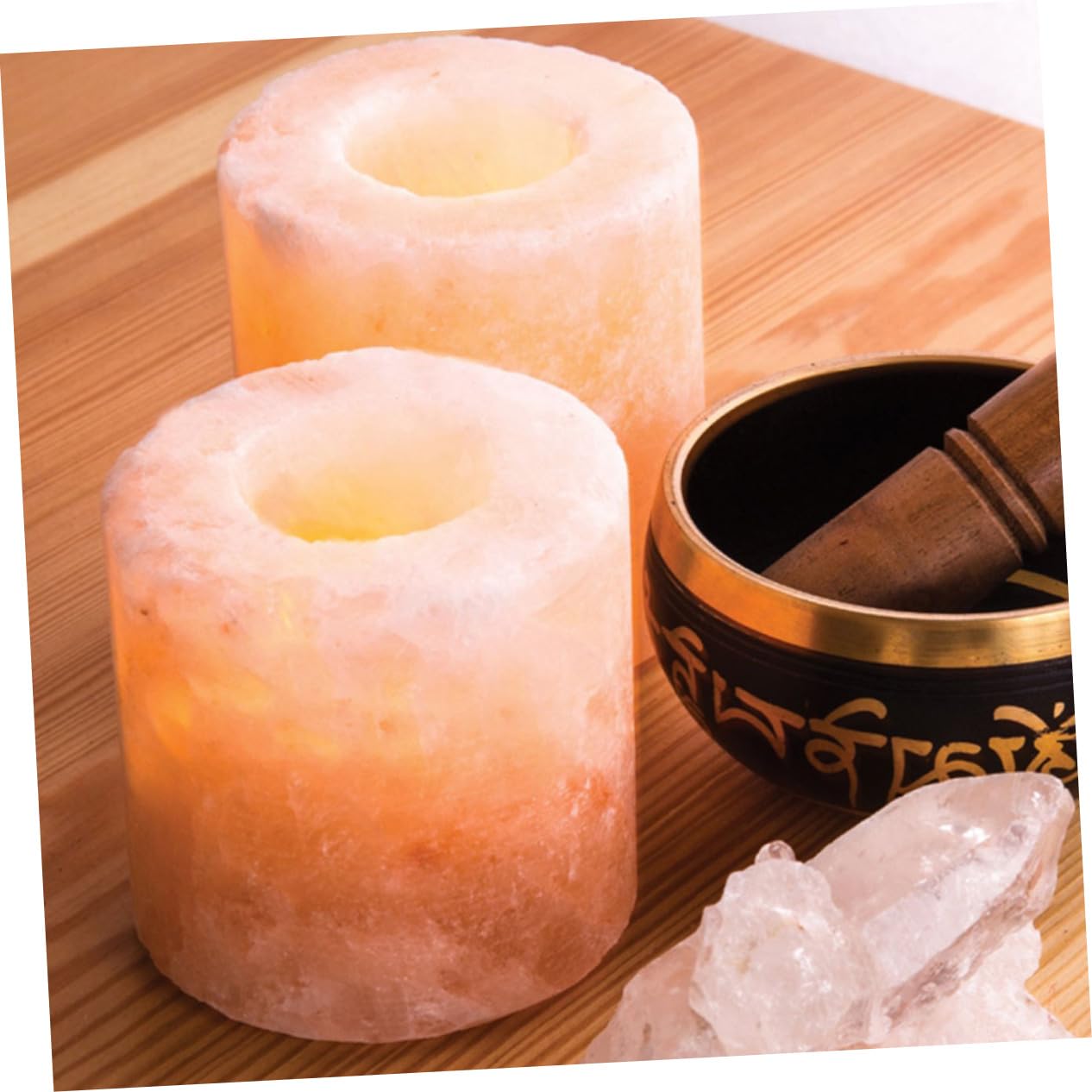 LIFKOME Himalayan Salt Candle Holder for Meditation Yoga Desktop Ornament Cozy Home Decor for Parties Craftsmanship Housewarming Present