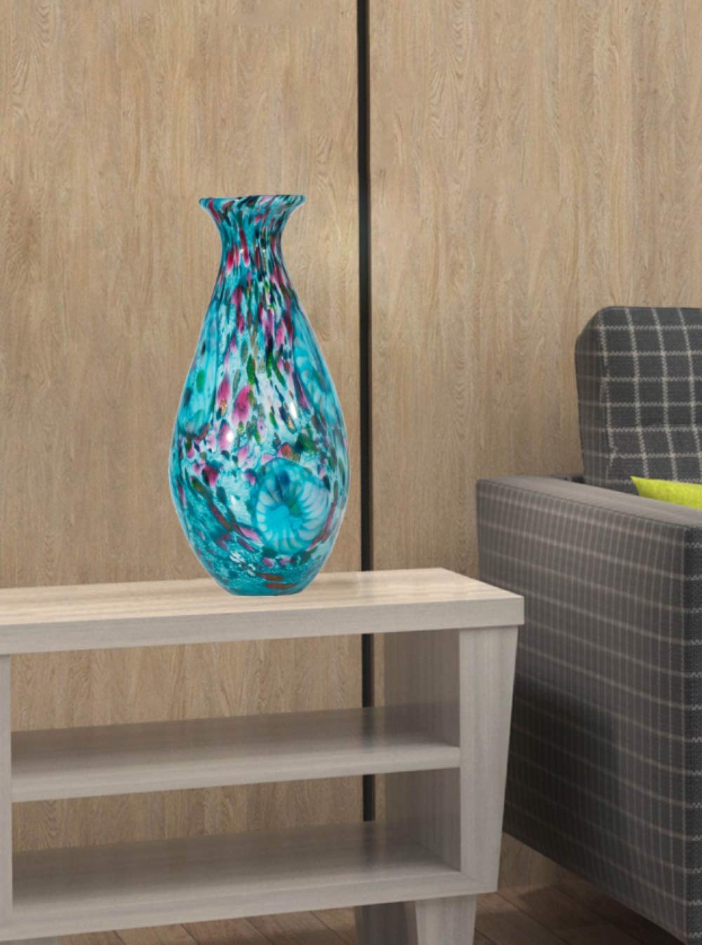 Dale Tiffany Leona Hand Blown Art Glass Vase, Multi-Colored