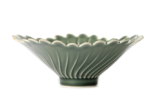 Modern Fruit Bowl - 9" Ceramic, Green, Kitchen Counter Decorative Bowl