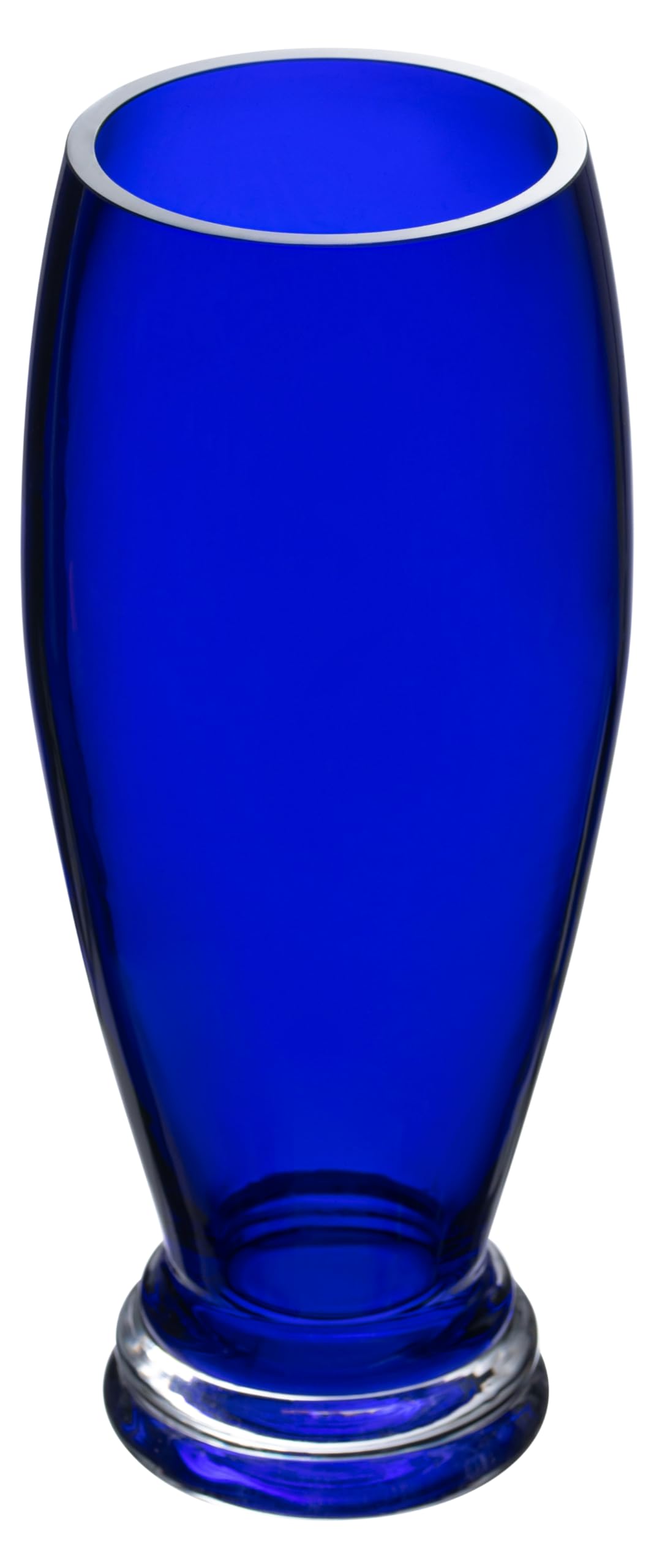 Barski - Handmade Glass - Footed Round Vase - Cobalt - 12" H (12 Inches High) Made in Europe