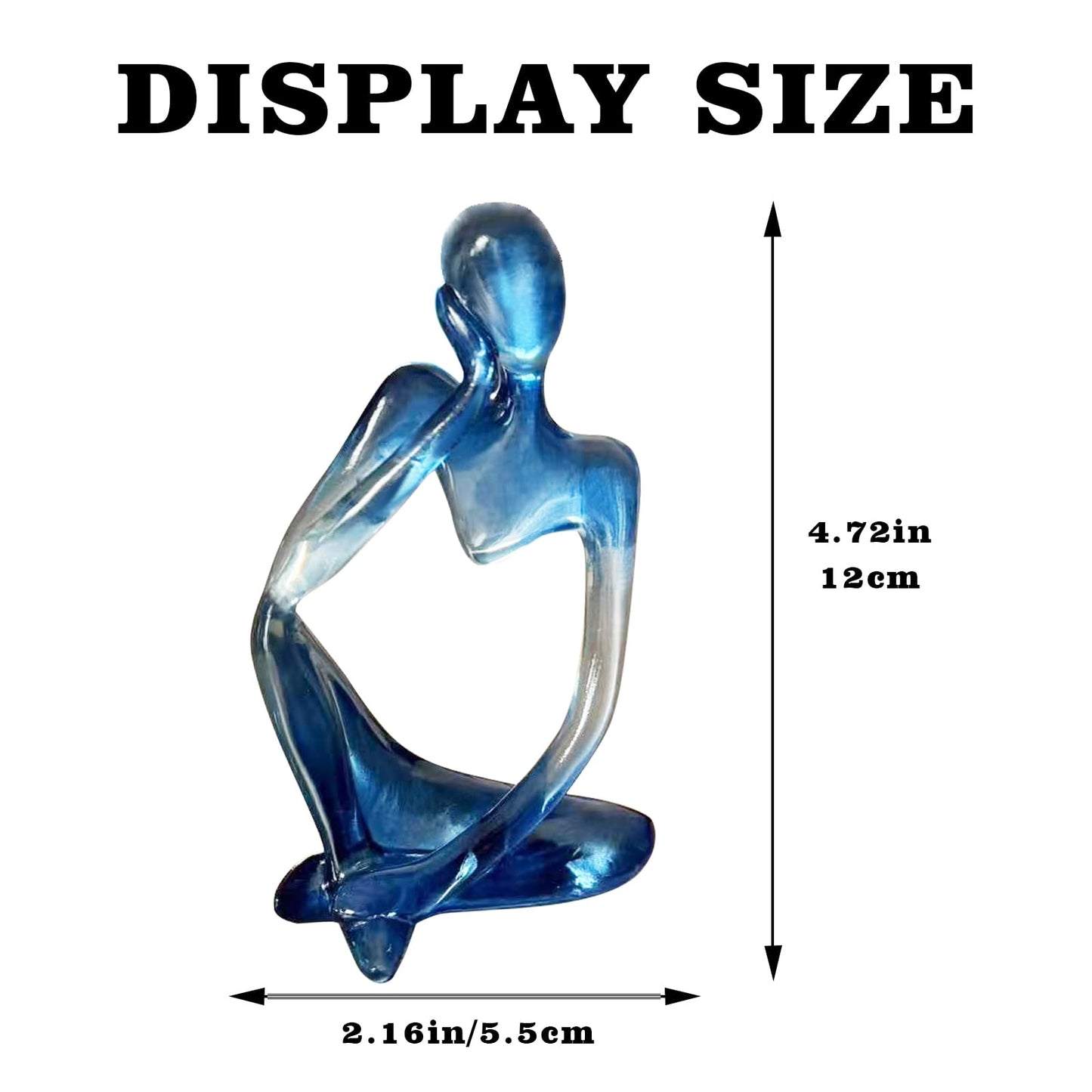 Dnoifne Abstract Gradient Blue Resin Thinker Statue, Modern Translucent Sculpture Ornament, Artistic Desk & Shelf Decor, Perfect Housewarming Gift for Living Room and Office