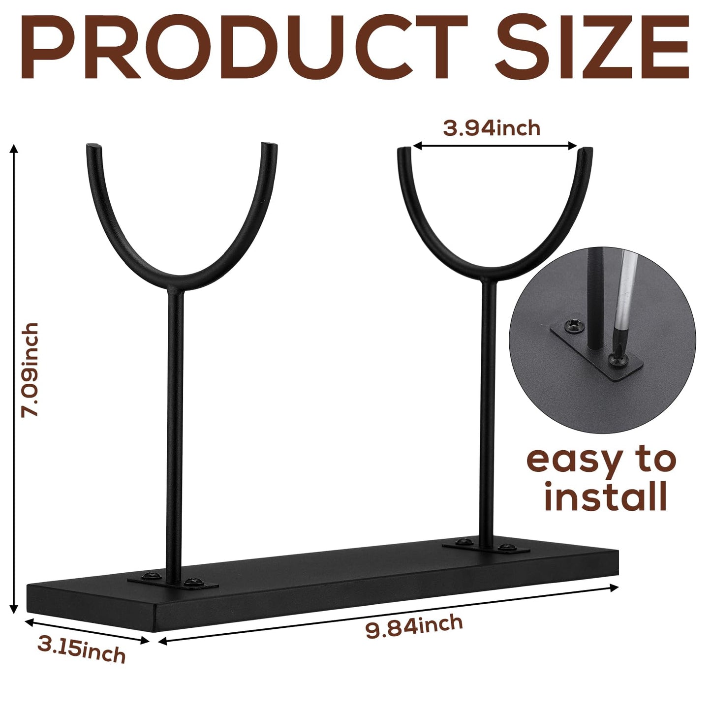 Fiwochic Double U-shaped Metal Display Stand Holder Large Black Rack for Sculptures Art Objects Collections Product Display Stand, Museum Home Office Desktop Tabletop Storage