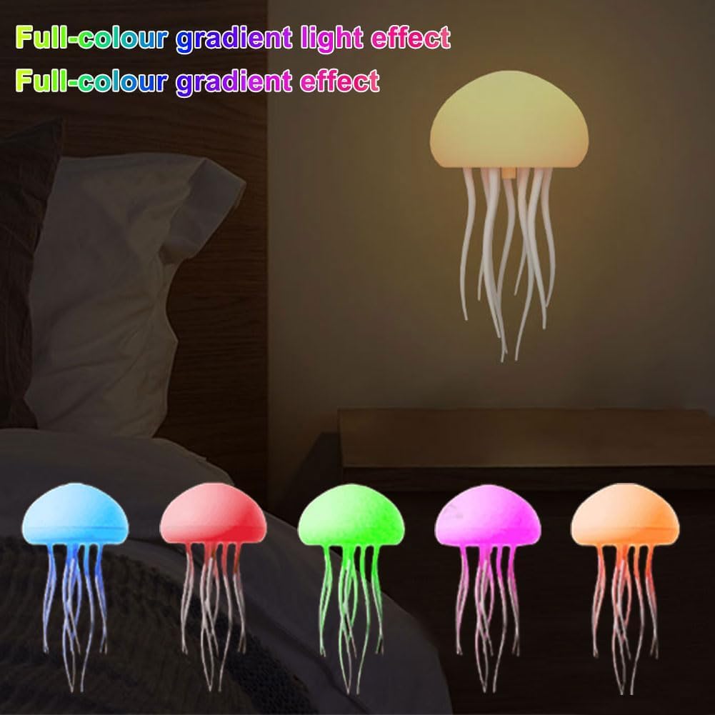 BomKra Jellyfish Lamp, Voice Control Jellyfish Lamp with Dancing Legs, RGB Gradient Jellyfish Bedside Lamp, Rechargeable Jellyfish Table Lamp with Touch Sensor, Christmas Gifts (Hanging + Base)