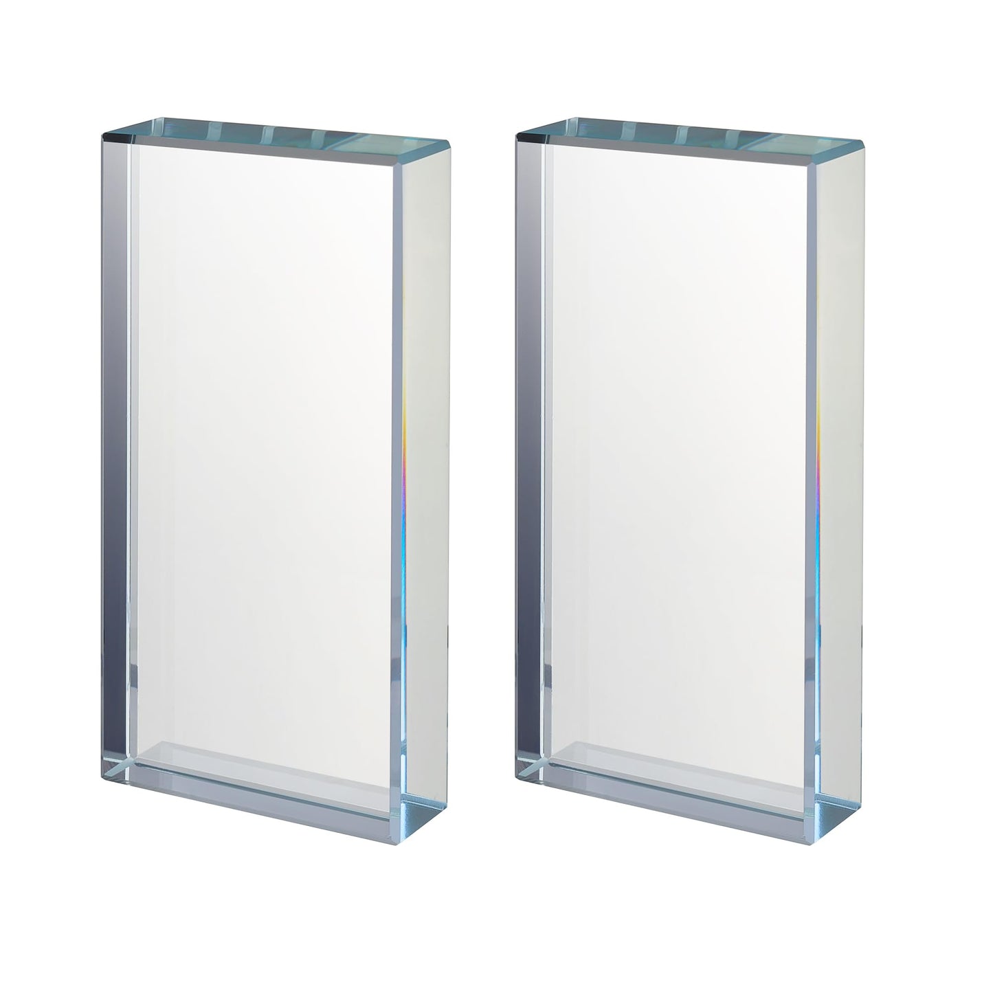 ‌vskikris Glass Paperweight 2pc Set - Clear Transparent Paperweights for Office, Home Decor & DIY Crafts - Desk Organizer for Books, Documents (3.9"L × 2"W × 0.7"H)‌‌