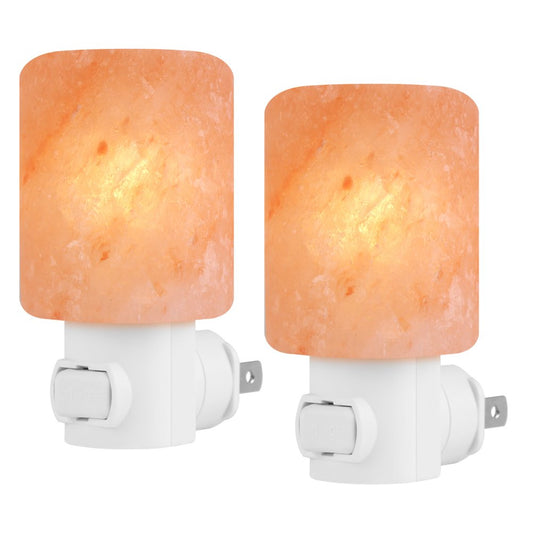 Syntus 2 Pack Himalayan Salt Lamp Natural Crystal Salt Light Glow Hand Carved Night Lights Wall Light, UL Listed Plug for Lighting, Decoration and Air Purifying