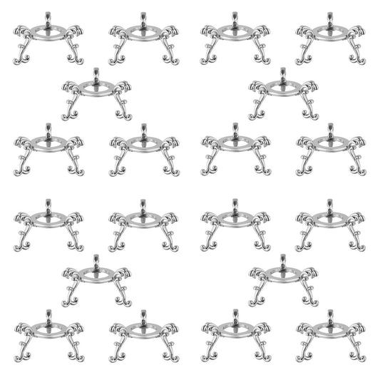 vskikris 20pcs Small Silver Crystal Ball Sphere Holders - 2in Metal Crystal Stone Display Stand
