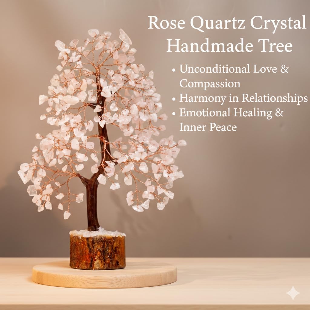 THE Unltd India Rose Quartz Crystal Tree of Life – Healing Pink Gemstone Bonsai, Love & Positive Energy, Birthday Gift for Women, Mom, Sister, Girlfriend - Positive Energy Gift for Women