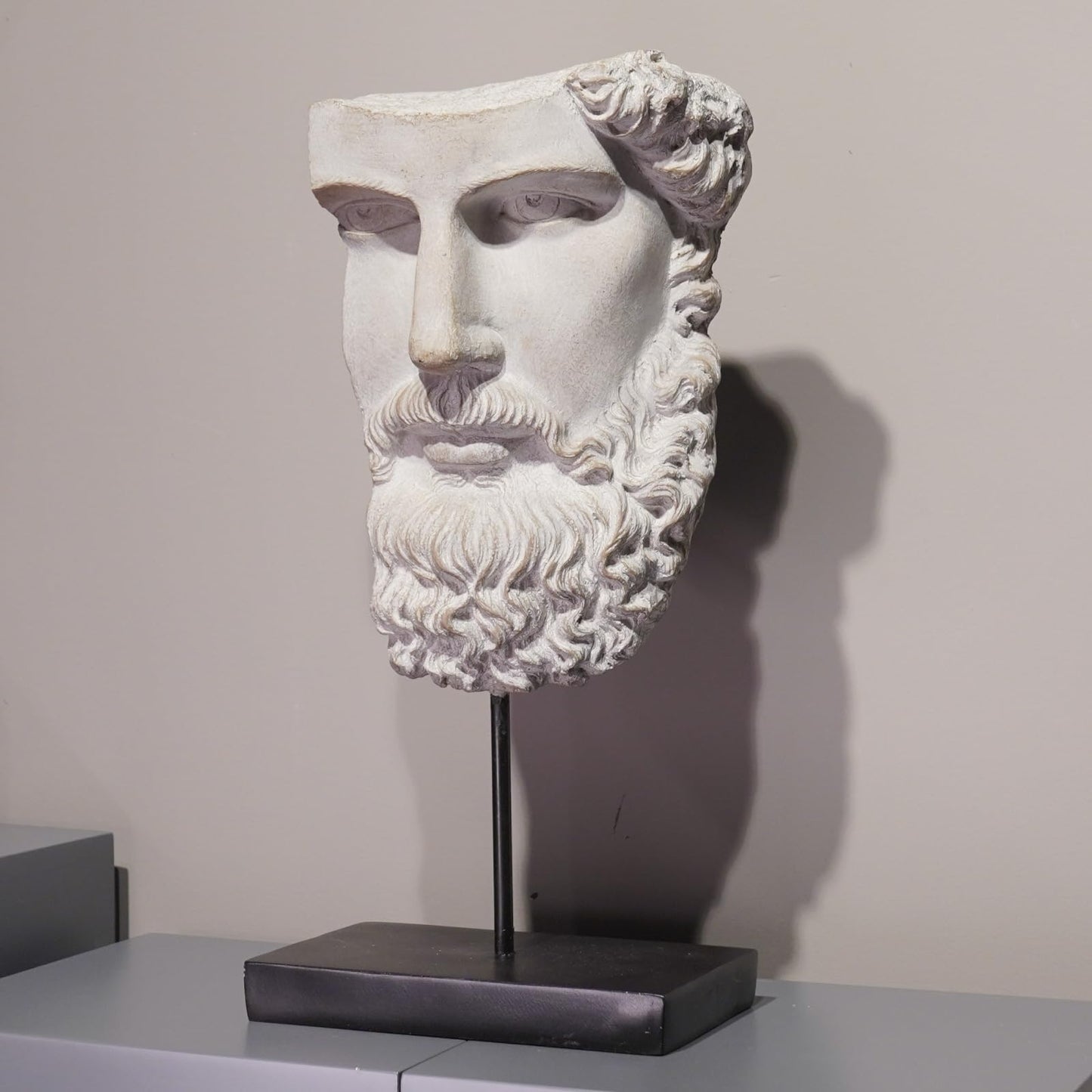 Greek Statue Sculptures Home Decor - Resin Bust Statue Zeus Statue on Metal Pole and Resin Base Greek God Statues for Living Room Shelf Office Table TV Stand Art Decor 8.25*4.5*16 Inch LC Lcdecohome