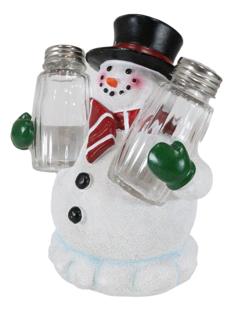 Ebros Gift Christmas Winter Santa's Frosty The Snowman With Black Top Hat Glass Salt And Pepper Shakers Holder Figurine Jolly Seasoning Festive Accent Kitchen Bar Decorative 6.5"H