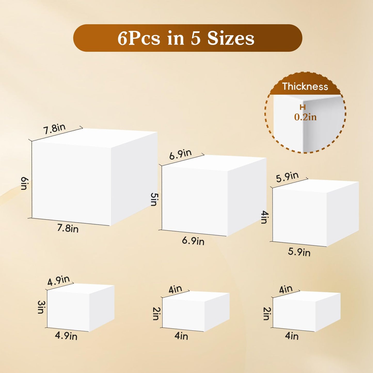 NECGNIQ Dessert Table Display Set,6pcs Buffet Risers,Dessert Table Display Set,White Buffet Risers,Acrylic Boxes For DisplayWhite,DessertTable DisplaySet,Cube Boxes NestingRisers(8"-7"-6"-5"-4"-4")