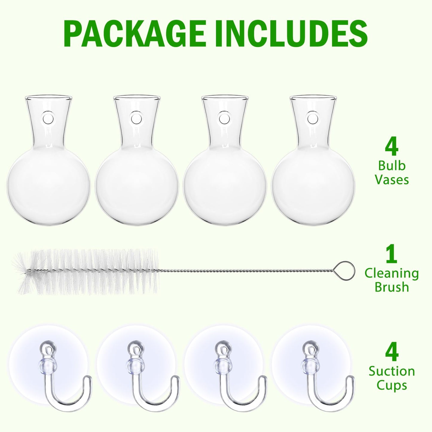 Bunmery 4 pcs Window Propagation Stations, Easy to Install Plant Propagation Bulbs with Suckion Cups, No Nails Wall Hanging Planter Propagation Station, Glass Plant Terrarium Vase