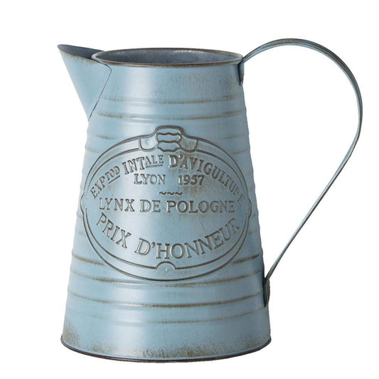 YHOMBES Shabby Chic Large Metal Jug Flower Pitcher Vase Primitive Jug Vase for Home Decoration