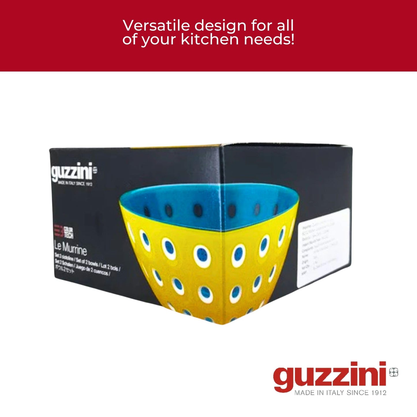Guzzini - Le Murrine, Bowl M - 279420225, Yellow/White/Aquamarine