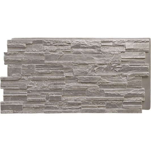 EverStone Cascade Faux Stone Panel, 48 5/8"W x 24 3/4"H x 1 1/4"D, Grey Granite Color