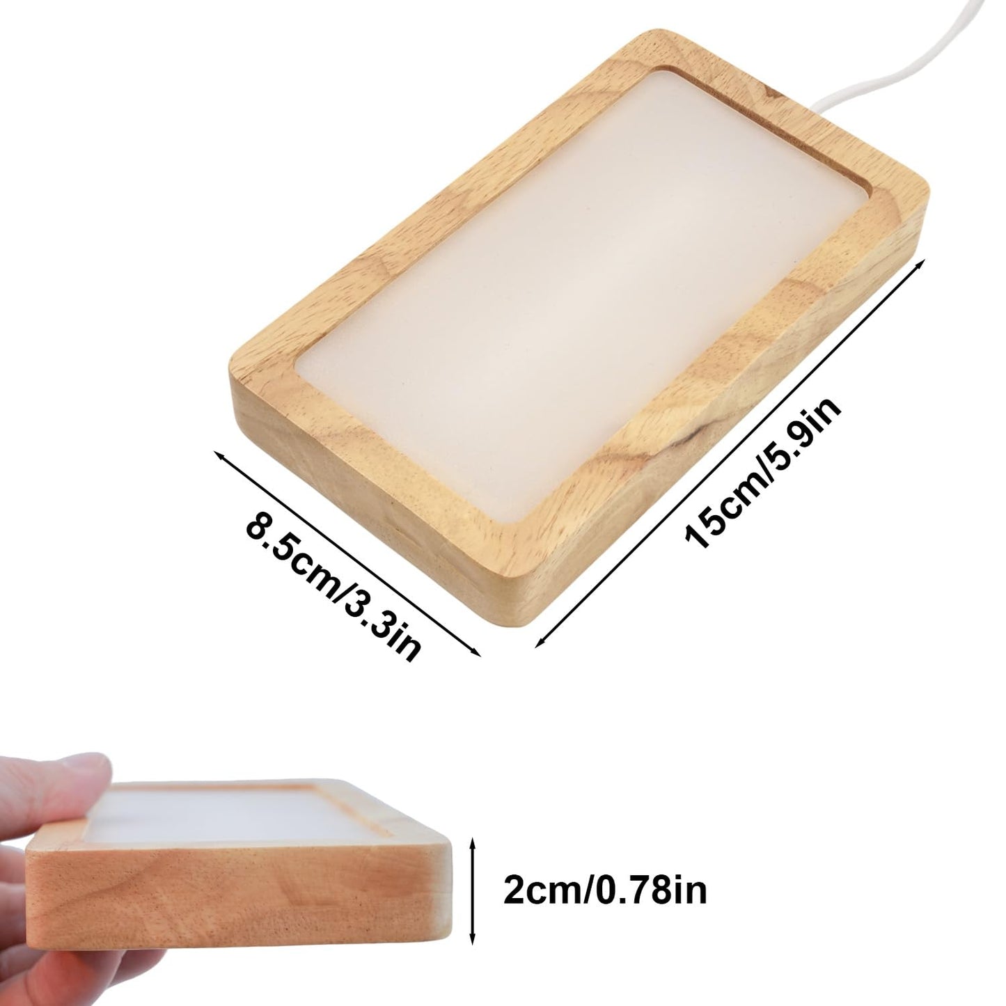 Bituulor Rectangle LED Light Base with Timer & Adjustable Brightness - Wood Display Stand for Glass Art,Crystal Display,6 inch