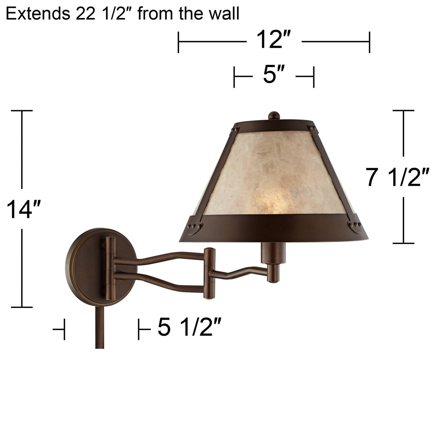Franklin Iron Works Samuel Mica Shade Plug-in Swing Arm Wall Lamp with Cord Cover Set of 2