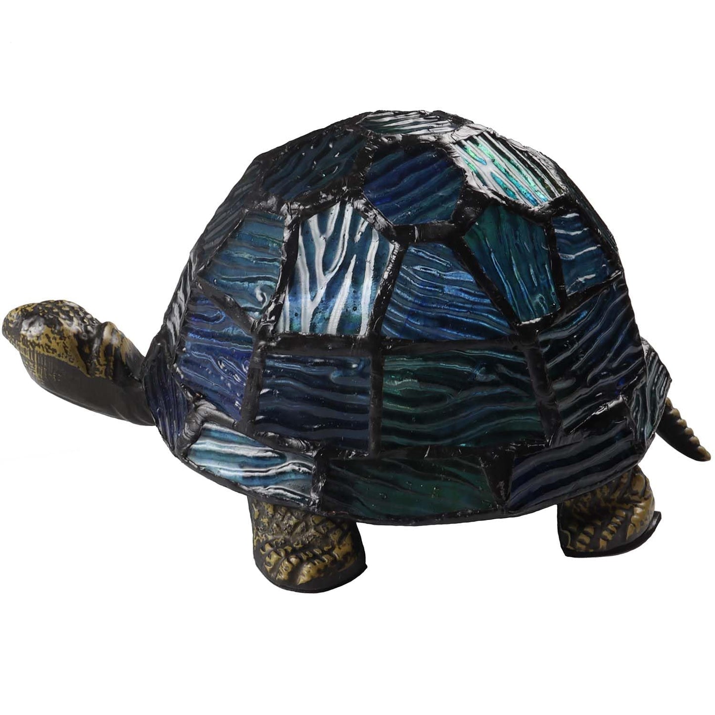 Bieye L10592 Tortoise Tiffany Style Stained Glass Accent Table Lamp Night Light for Bedside Living Room Animal Pet Lover (Blue-Green)
