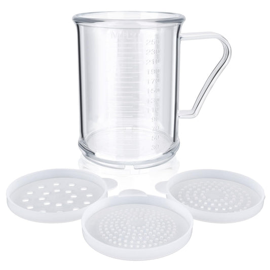 22513 Plastic Dredge Shaker with 3 Snap-on Lids, 10 oz Seasoning Sugar Spice Dispenser