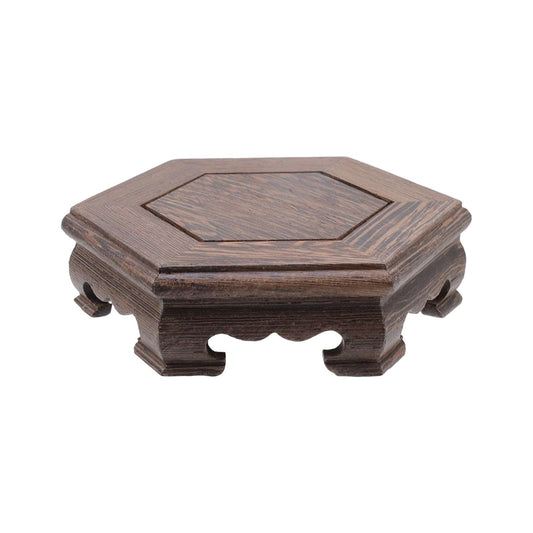 Pufguy Furniture Wooden Display Stand Base Oriental Wood Round Pedestal Vintage Ebony Vase Lamp Teapot Base for Classy Crafts Statue Home Decoration, 4.84" Inner Diameter